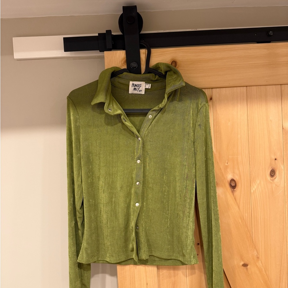 Princess Polly Olive Button-Up Top
